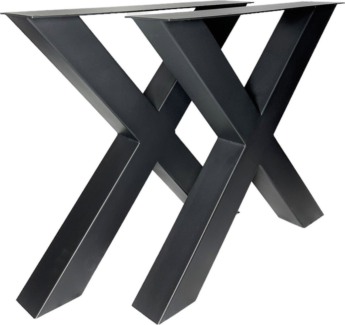 Maison DAM 2x Industriële Tafelpoot met Koker, Mat Zwart Fijn Structuur, Hoogte: 72 cm, Breedte: 8 x 8 cm