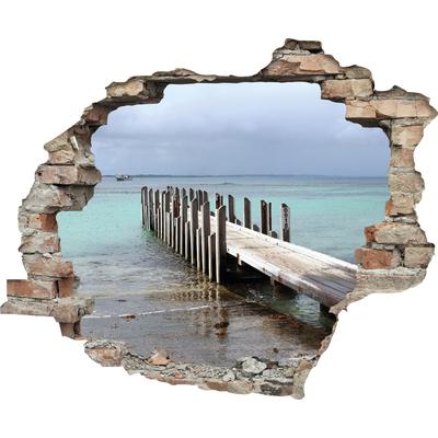 Wandtattoo QUEENCE "Steg", grau, B:60cm H:50cm T:0,1cm, Wandtattoos, Wandtattoo, Wandsticker, Wandbild, selbstklebend, 3D, Wanddurchbruch