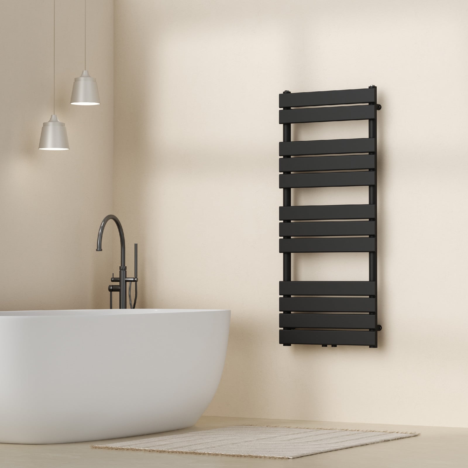 Neu.haus Handdoekradiator Voss, zwart, 120 x 50 cm, lamellen