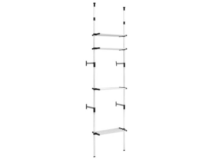 HNSMFPRE Teleskop Kleiderschranksystem mit Einlegeböden, Aluminium Höhenverstellbar, robuste Halterung, Aufbewahrung von Kleidung, Raumorganisation, platzsparendes Design