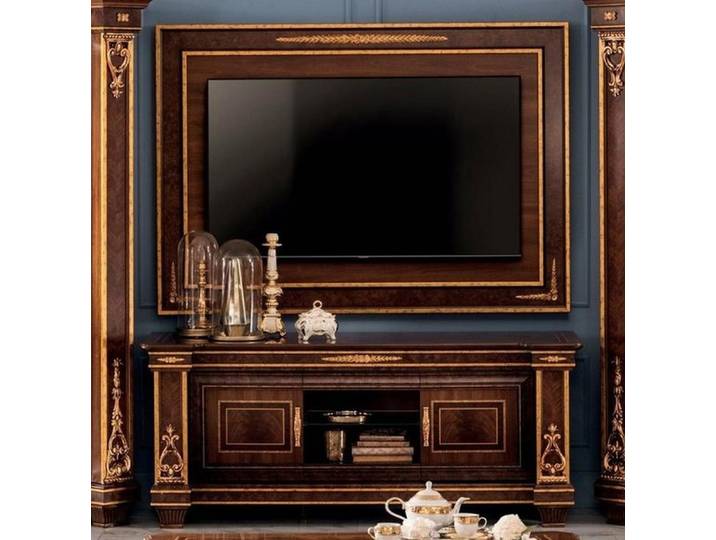 Xlmoebel TV-Schrank Arredoclassic Vitrine im Rokoko Design mit kunstvollen Schnitzereien (Sideboard) Hergestellt in Europa