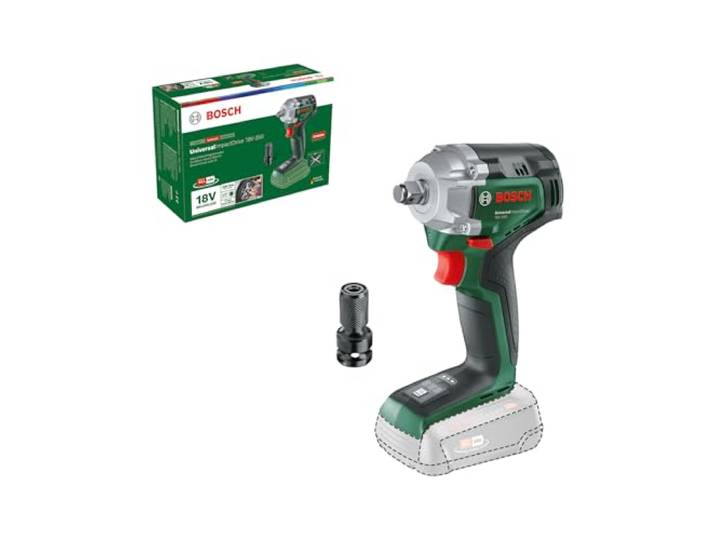 Bosch Akku-Drehschlagschrauber UniversalImpactDrive 18V-350 (kraftvolles Schrauben und Befestigen im Bauwesen; max. Drehmoment: 350 Nm; Sechskantadapter; ohne Akku + 3 Stecknüsse)