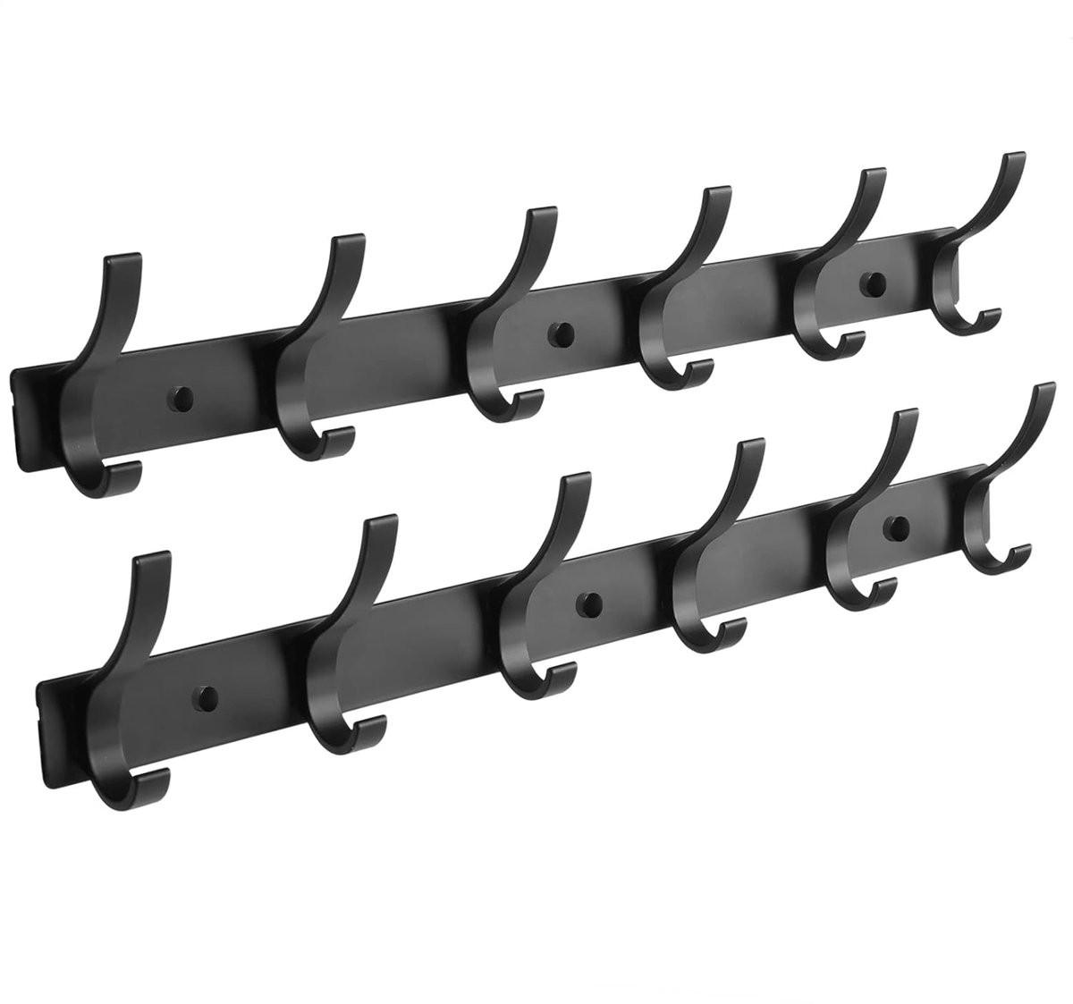 Multifunctionele aluminium wandkapstok met 12 haken in zwart