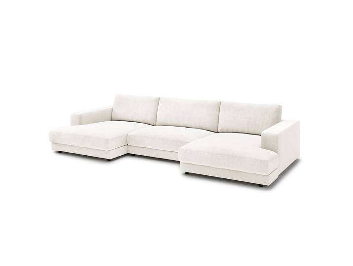 Wohnlandschaft Weiß Webstoff Noelia 170cm Gleichschenklig Modern Taschenfederkern