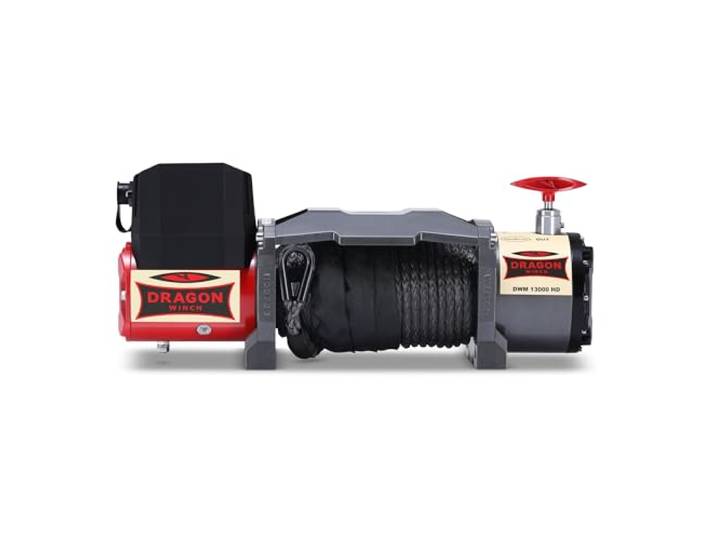 Dragon Winch - Elektrische Seilwinde Maverick 12V 13000 lbs 5897kg, mit Synthetikseil 20m für Abschleppwagen und Kommunalfahrzeuge mit kabelloser Fernbedienung + Winde Zubehör IP67 wasserdicht