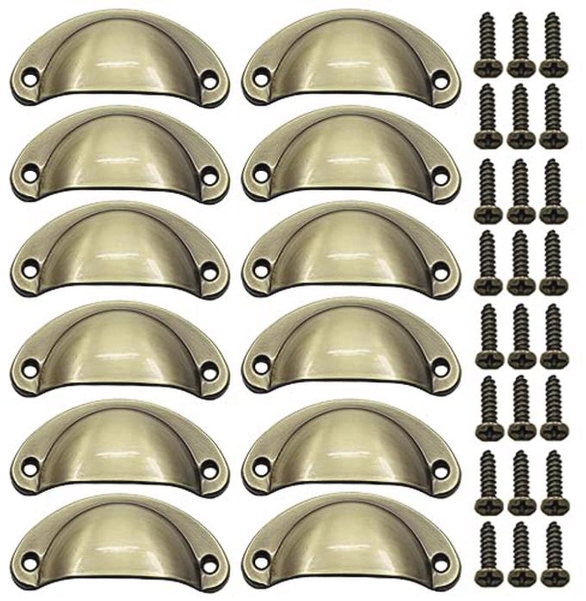 Vintage Halve Maan Trekgrepen - 12 Stuks Antiek Bronzen Handgrepen voor Meubels