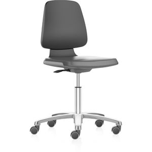 bimos Arbeitsstuhl Labsit 2, schwarz / anthrazit, mit Rollen, Kunstleder, bis 120 kg