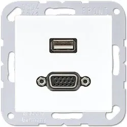 Jung Multimedia-Einsatz USB / VGA (alpinweiß)
