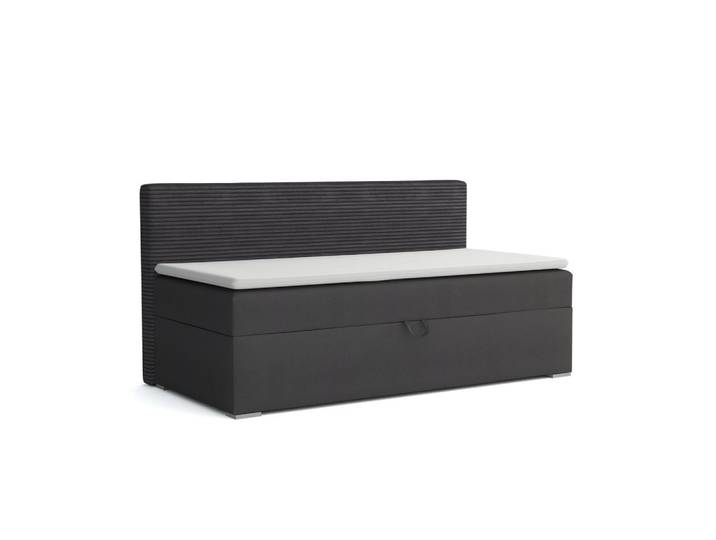 Deine Möbel 24 Boxbett Mati 90/200 Anthrazit mit Taschen-Federkernmatratze H4, Holz, 90x200 cm, Schlafzimmer, Betten, Boxspringbetten