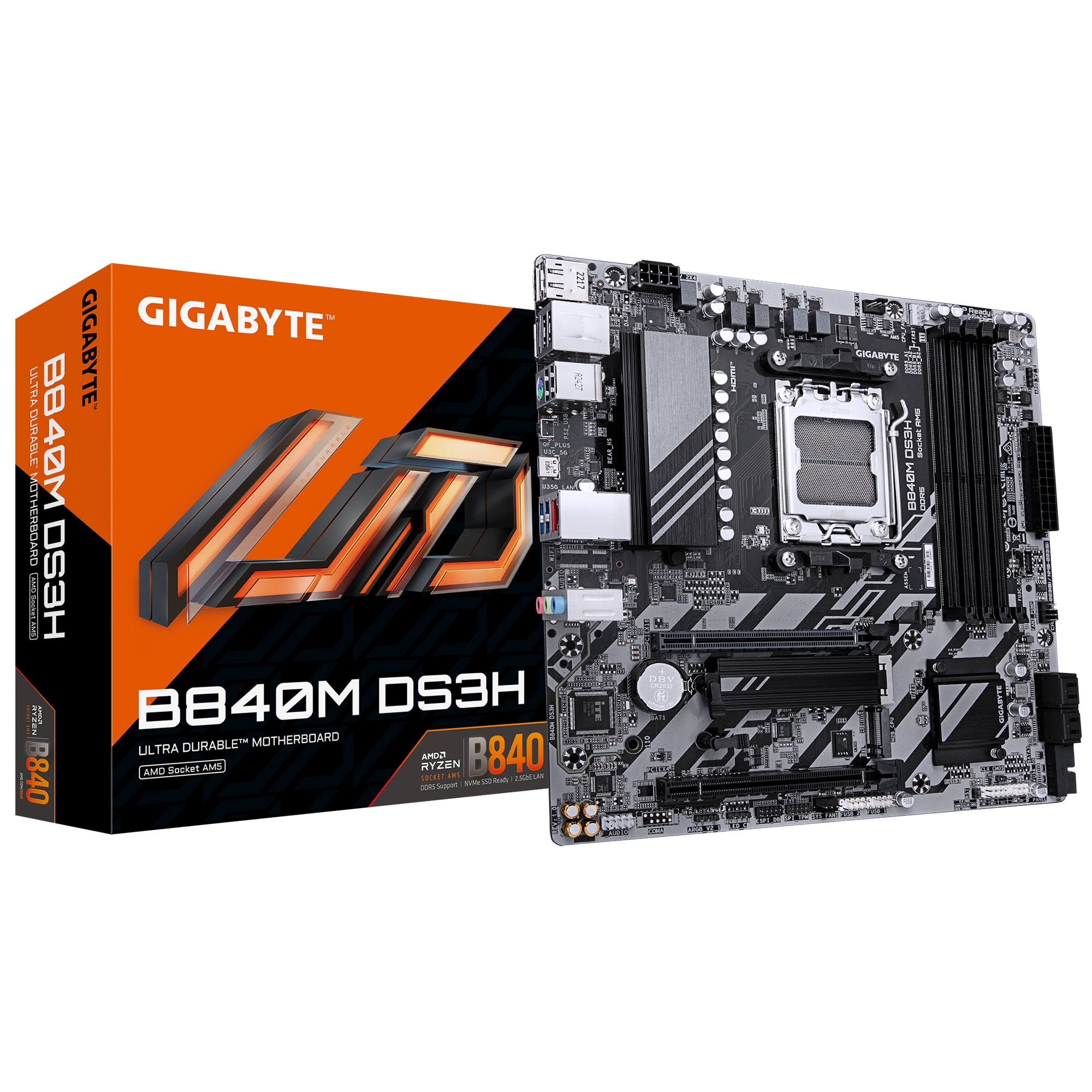 Gigabyte B840M DS3H Micro-ATX Mainboard - Sockel AM5
