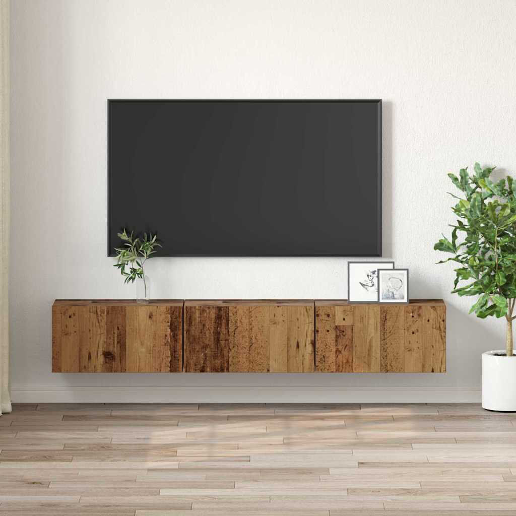 Metro TV Cabinet 3 Pcs 60 X 30 X 30 Cm Engineered Wood Brown 70"