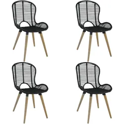 Décoshop26 - Set mit 4 schwarzen Rattan-Küchen-/Esszimmerstühlen CDS021792 CDS021792