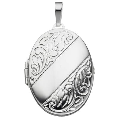 Medallionanhänger JOBO "Anhänger Medaillon oval", silber (silber 925), Schmuckanhänger, Damen, Silber 925 (Sterlingsilber), 925 Silber