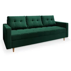 BETTSOFA MILO Grün Plüsch-Stoff mit Schlaffunktion