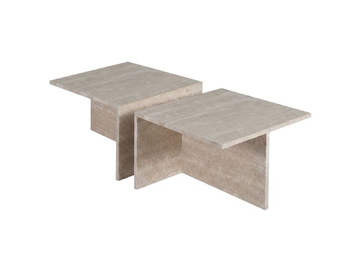 Couchtisch-Set PUEL quadratisch 2er Set 50 x 35 x 50cm Beige/Travertin Beige
