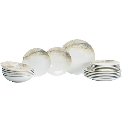 Tafelservice RITZENHOFF & BREKER "Arezzo", braun, 18 Stk., Steinzeug, Geschirr-Sets, Tafelservice, Teller Set, keramische Digitaldrucktechnik