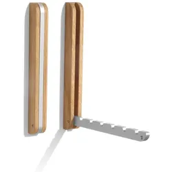 Wandhaken Caritas Wendelstein Caritas Wendelstein Eiche geölt, Haken Aluminium braun, Designer Sabine Meyer, 2.5x24x24 cm ausgeklappt;  2.5 cm