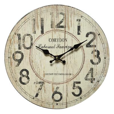 Wanduhr AMBIENTE HAUS "Wanduhr - Corydon - 28 cm", beige (natur), B:28cm H:28cm T:5cm, Wanduhren, Wanduhr