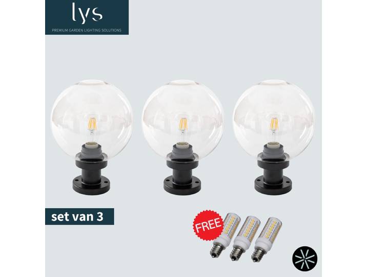 Iben Tuinbol Voordeelset - 3 Tuinbollen Ø35cm - Eenvoudige Buitenverlichting! Geen Gedoe met Grondkabels - Vervanger van Tuinverlichting op zonne-energie