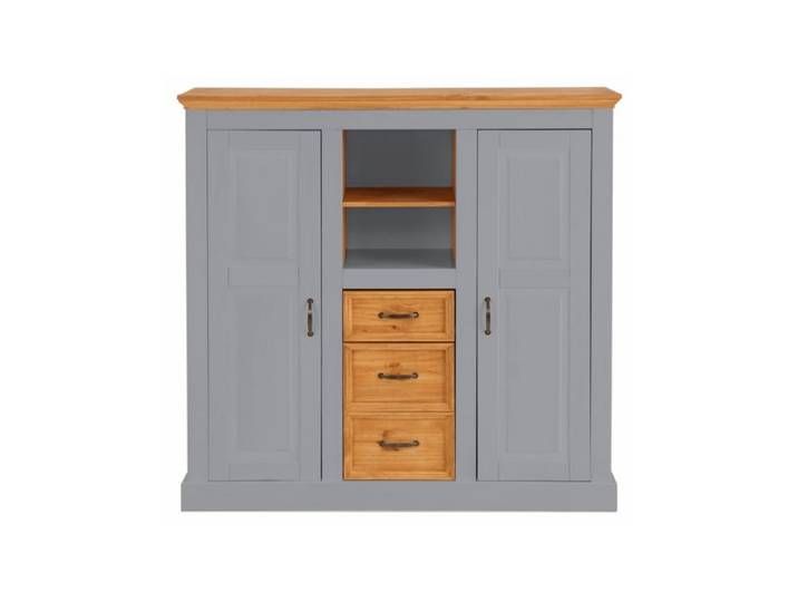 Buffet 2 portes 3 tiroirs gris