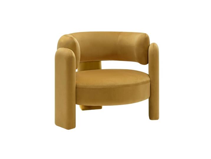 Fauteuil tripode en velours moutarde