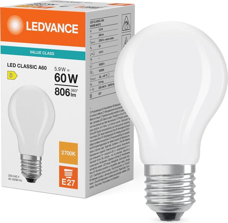 Osram LED-lamp Classic A 60 Filament 827 met E27 fitting