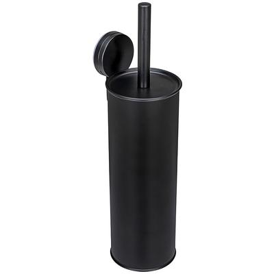 WC-Garnitur WENKO "Static-Loc Modell Plus Pavia", schwarz, B:11,5cm H:40cm L:12cm, Edelstahl, Kunststoff, Polypropylen, Reinigungsbürsten, geschlossener WC-Bürstenhalter zur Wandbefestigung ohne Bohren