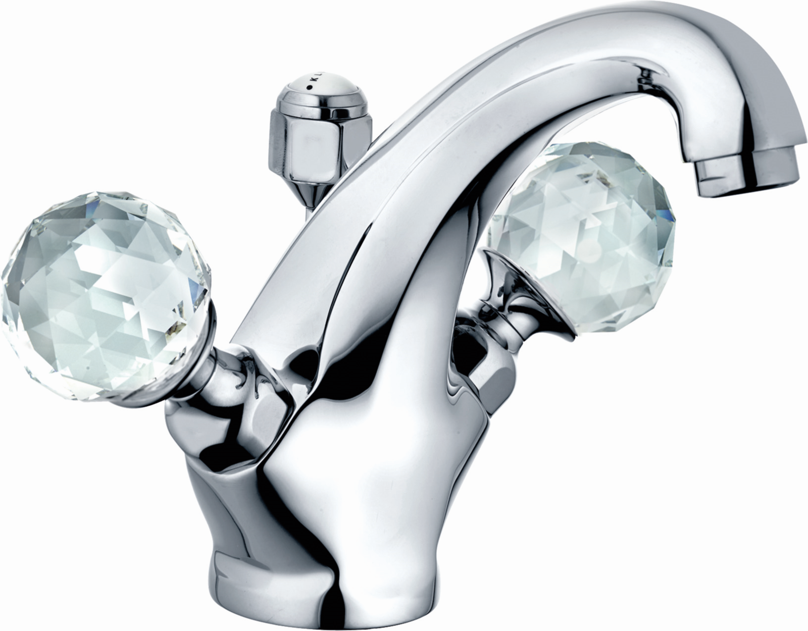 Kludi 1926 mitigeur lavabo 5101005G5 bec haut, avec garniture de vidage cristal, chromé
