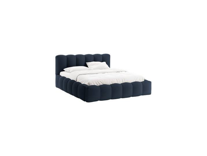 Design Polsterbett „Cameron“ mit Ablagefach, Strukturstoff Königsblau CXL by Christian Lacroix