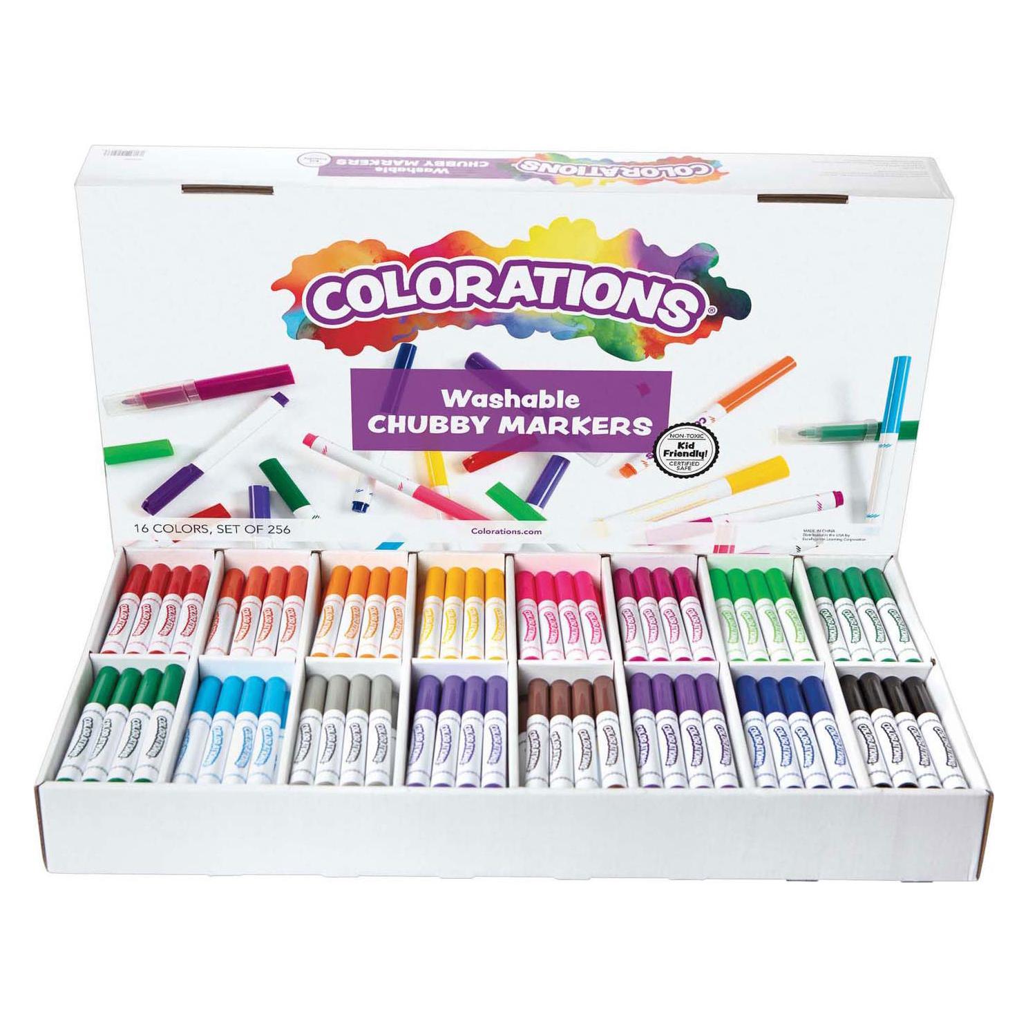 Colorations - Abwaschbare, dicke Filzstifte - 16 Farben, 256 Stück. (256x) (70005177)