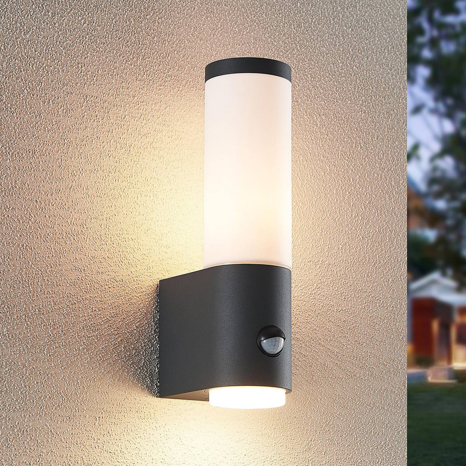 Outdoor Sensor Wall Light Okari Lindby, Black, Aluminium, Modern, Outdoor Wall Light