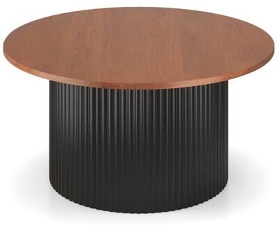 Costway Round Coffee Table with Solid Wood Frame and Wooden Top-Walnut