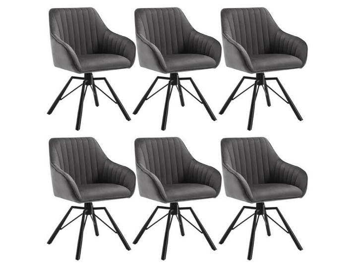 WOLTU 6x Chaise Salle à Manger Pivotante Chaise Cuisine Scandinave en Velours Ergonomique Pieds en Métal Gris Foncé W0ATT0183-6