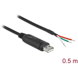 DeLOCK Adapterkabel USB 2.0 Typ-A zu seriell RS-232 mit 3 offenen Kabelenden 0,5 m