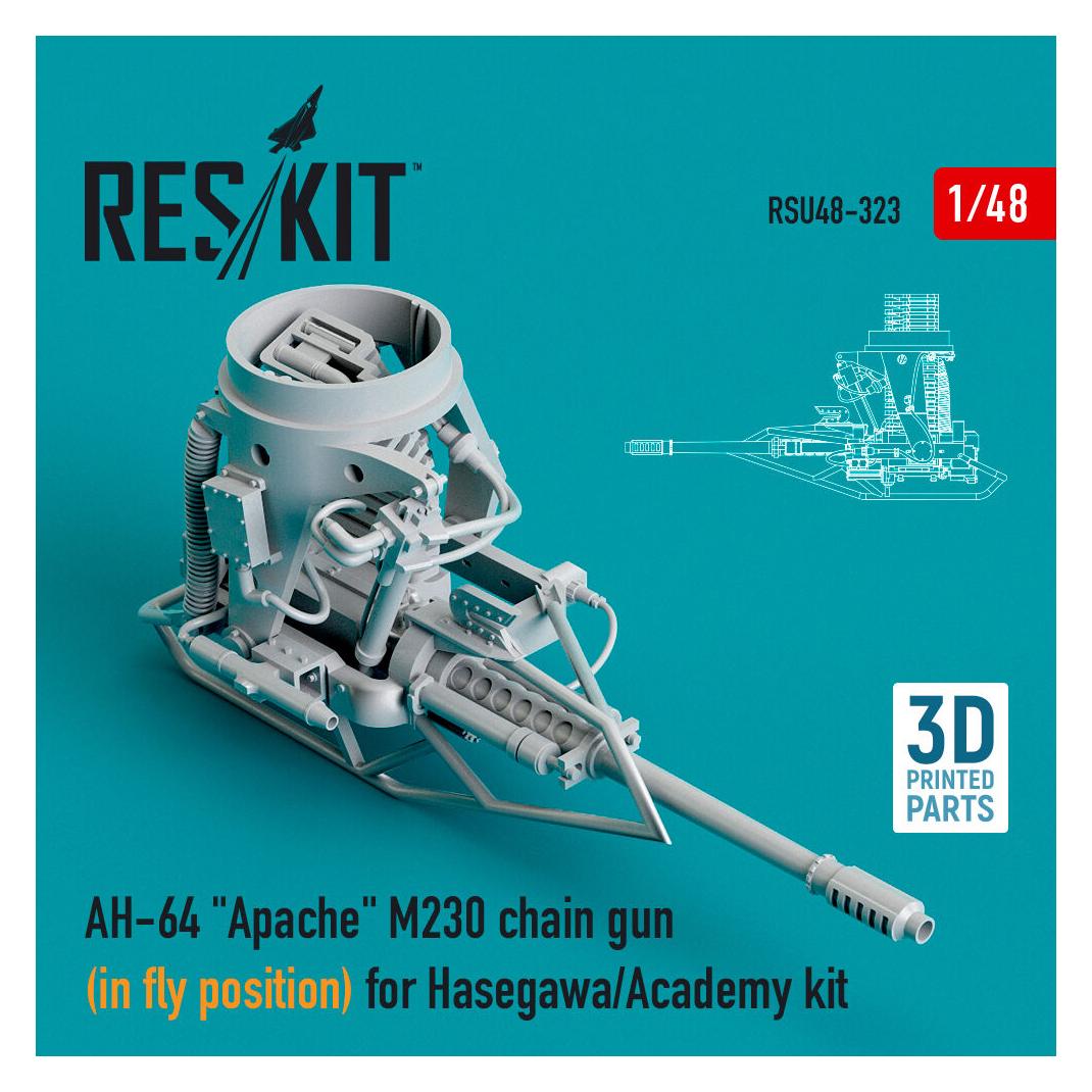 ResKit AH-64 Apache M230 chain gun (in fly position) for Hasegawa/Academy kit (3D Printed) (RSU48-0323)