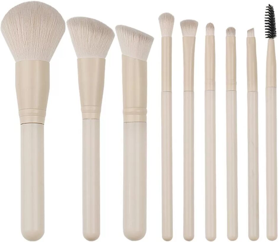 INF Moon Round Kaffeefarbene 9-teiliges Make-up Pinselset - Weiche Synthetische Faserborsten
