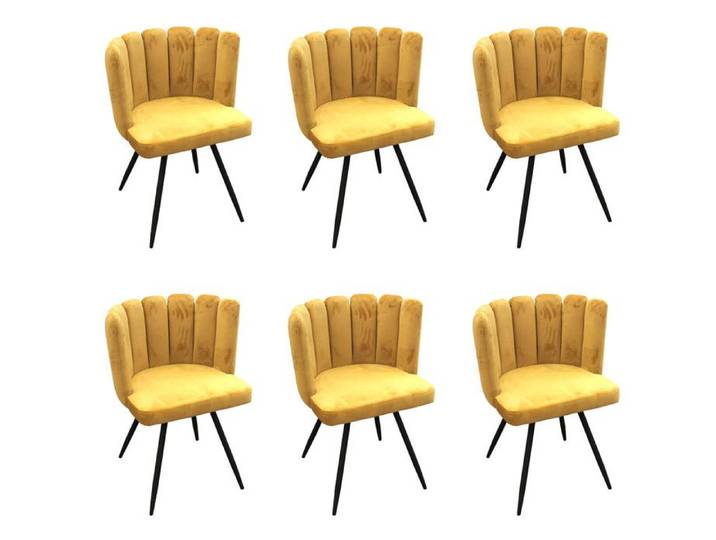 CHARLOTTE - Lot de 6 Chaises Velours Jaune