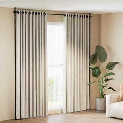 Costway Room Divider Curtain Rod with Adjustable Floor to Ceiling Tension Rod (Curtains Not Included)-Black