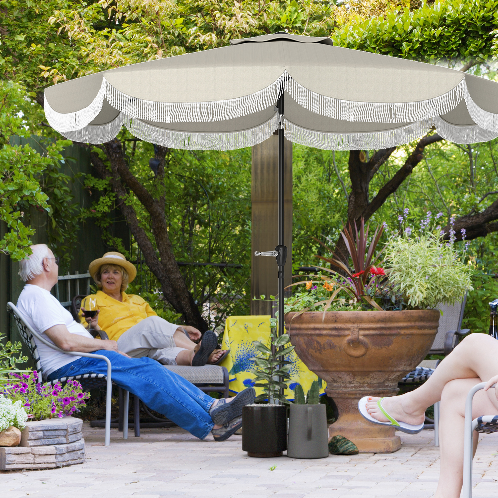 Outsunny Ombrellone da Giardino Ombrellone Esterno Inclinabile 2.7x2.7m Grigio   Aosom Italy