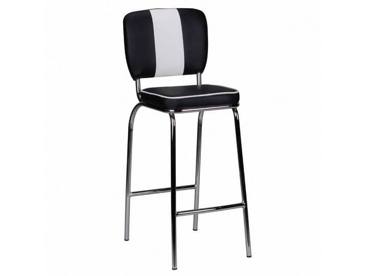 furnicato Barhocker Retro Barstuhl 110x40x38 cm Schwarz-Weiß (1 St), Üppig gepolsterter Diner-Hocker mit stabilen Füßen aus Chrom