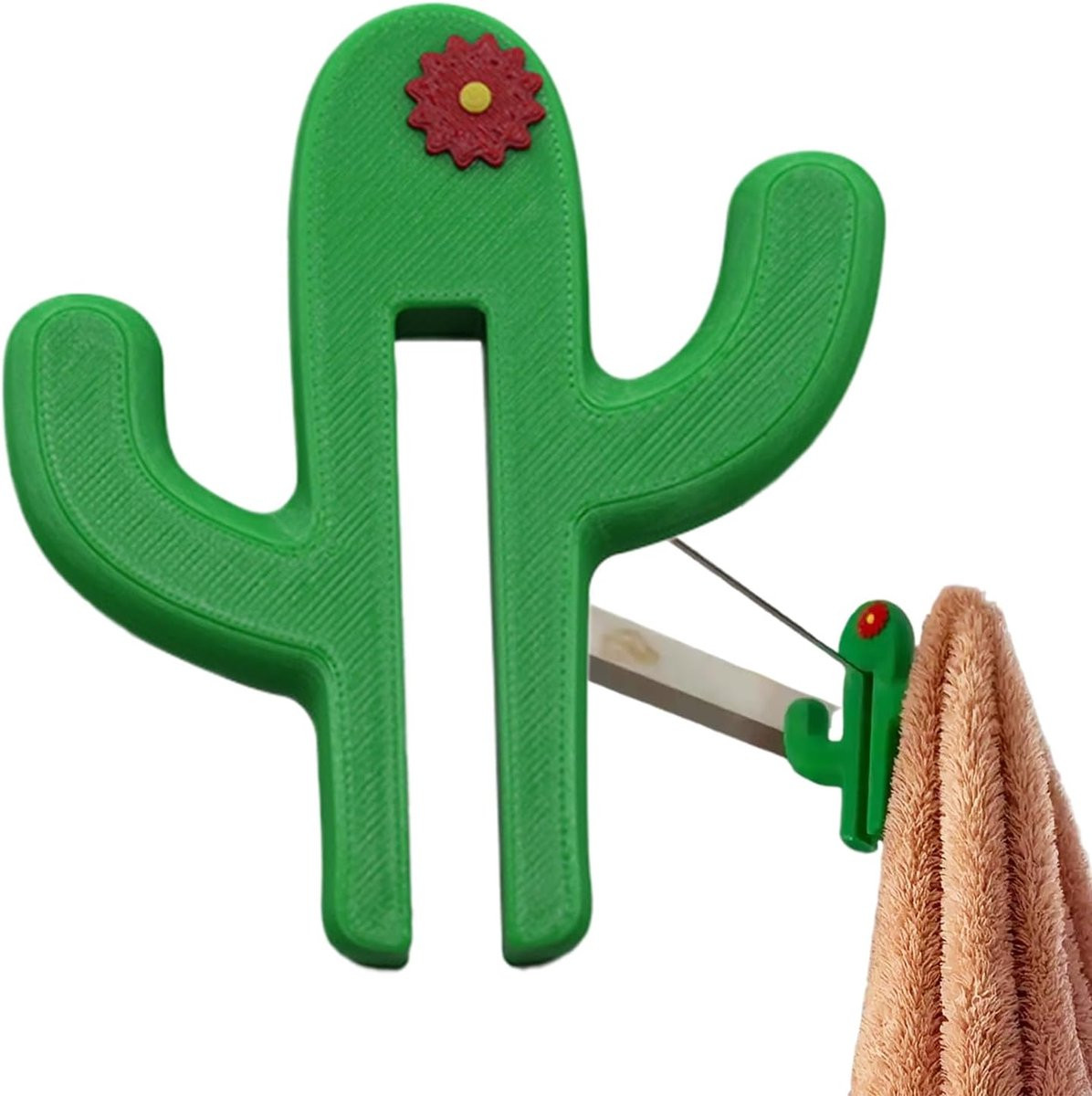 Handdoekhaakjes Cactus - Opbergrekjes voor de deur - 11 x 11 x 3 cm