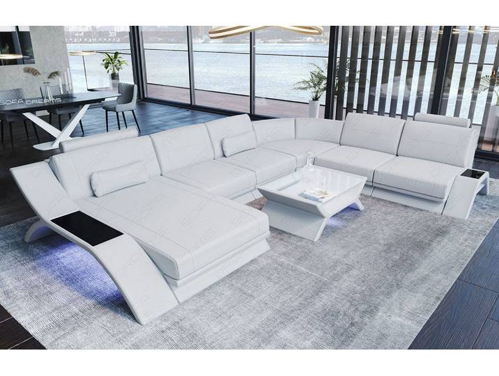 XXL Wohnlandschaft Calabria U-Form in Leder