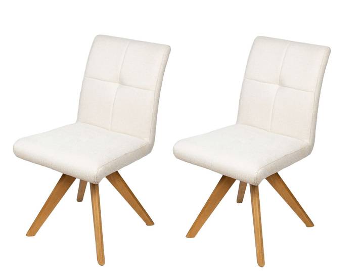 Drehstuhl HOME AFFAIRE Ida Polsterstuhl, Küchenstuhl, 4-Fussstuhl , weiss (creme, eiche farbe), B:45cm H:90cm T:61cm, Massivholz, Metall, Polyester, Stühle, Drehstuhl, 180 drehbar, mit automatischer Rückstellung