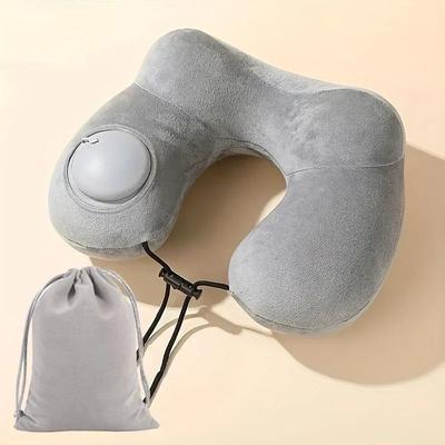 Uplift Picks Inflatable Travel Pillow U Shaped Neck Support Portable Air Pillow gray