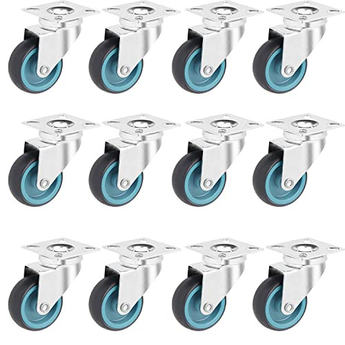 BAOLIHUI 12-delige set rubberen zwenkwielen voor meubels en werkbanken, 50 mm, draagkracht 50 kg per wiel