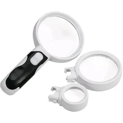 Safe, Lupe, LED-Leuchtlupe mit 3 Linsenaufsätzen