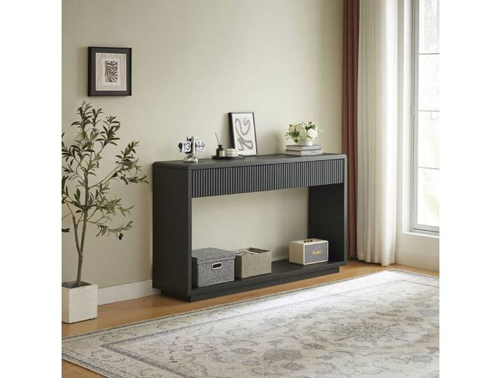 Console d'entrée 150 cm noire avec 2 tiroirs
