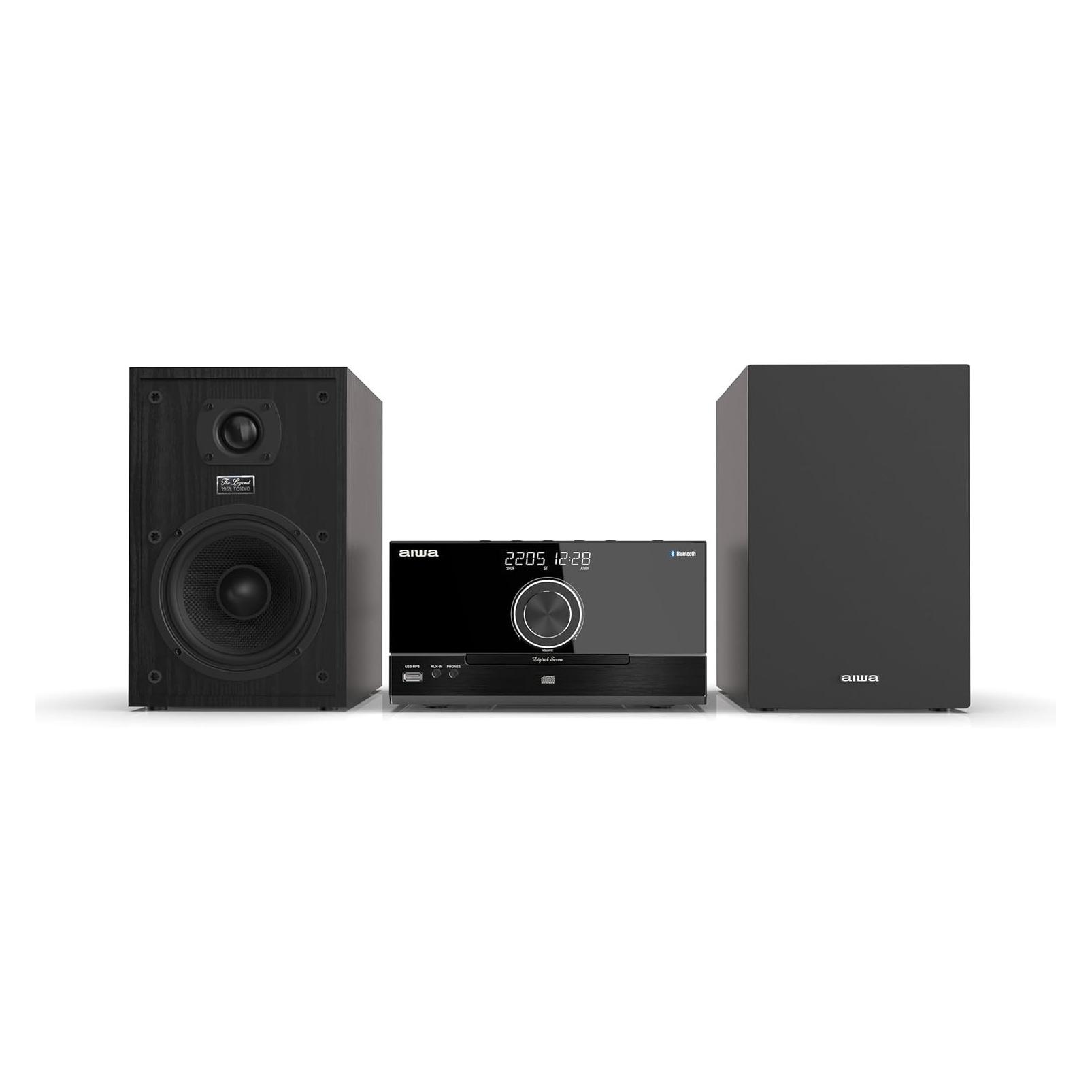 Aiwa Bluetooth-Mikrosystem mit CD-Player, USB und AUX-Eingang, 2x50W RMS, DSP-Equalizer (Bluetooth, CD Player, 2x 50 W) (MSBTU-600)