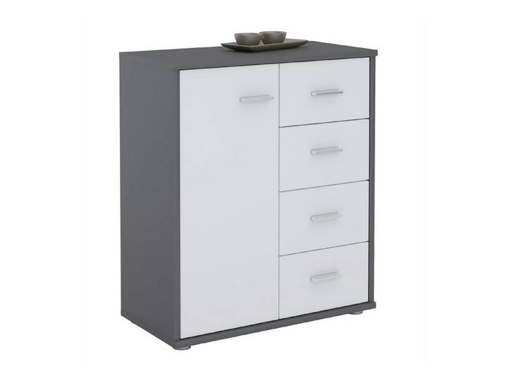 CARO-Möbel Highboard TIRANO, Kommode Highboard Mehrzweckschrank für Büro Design Beistell 1 Tür 4 Sc