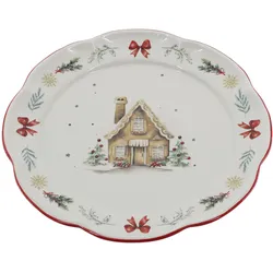 Chic Antique Chalet de Noël Mittagsteller Weihnachtsgeschirr, Ø 28 cm - Kirschrot